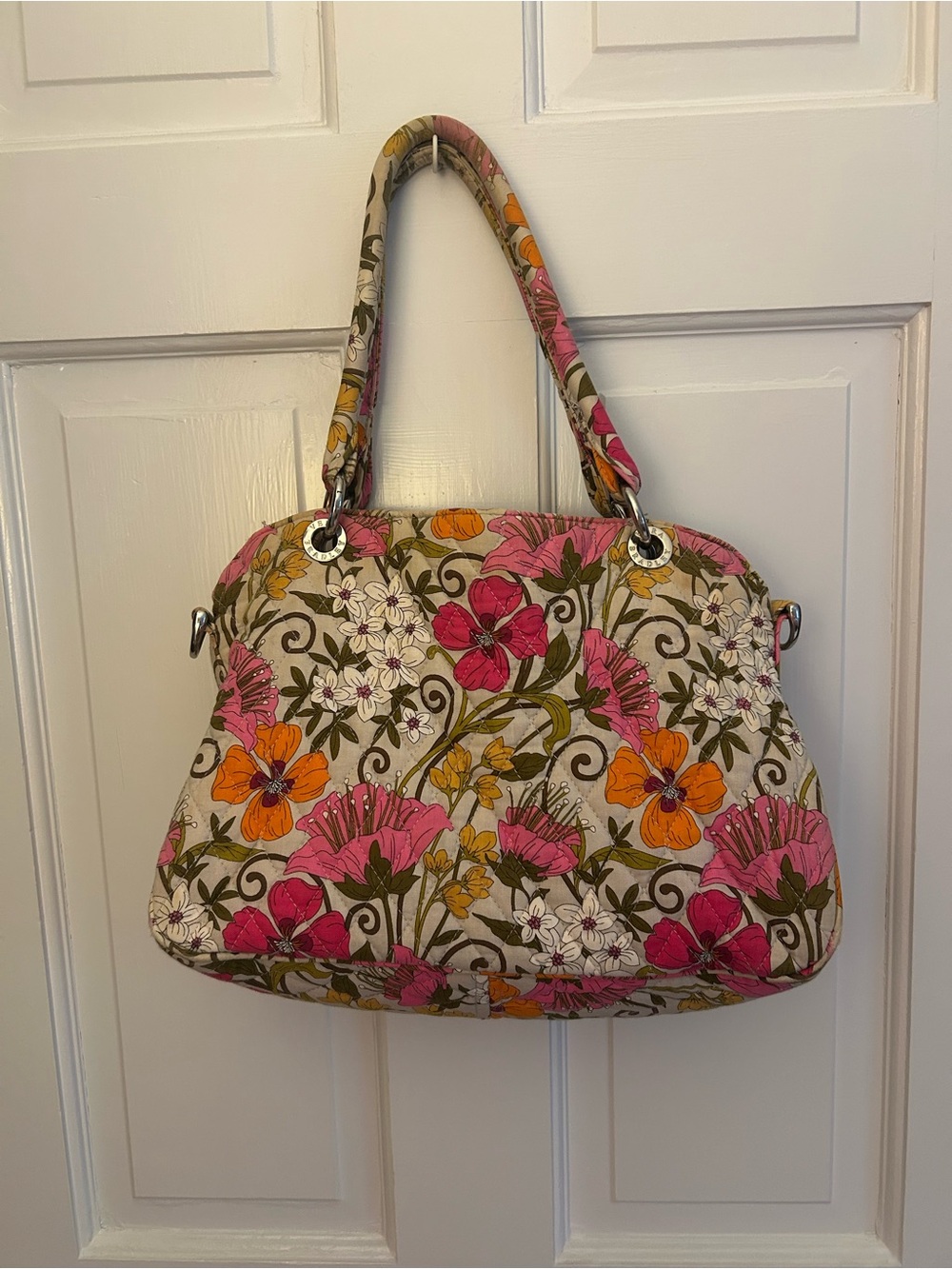 Vera Bradley Floral Shoulder Bag - Pink, Orange & Green